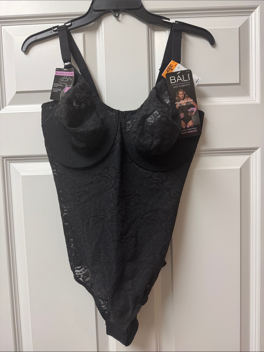 Bali Black Lace 'N Smooth Firm Control Body Briefer - Size 40DD NWT